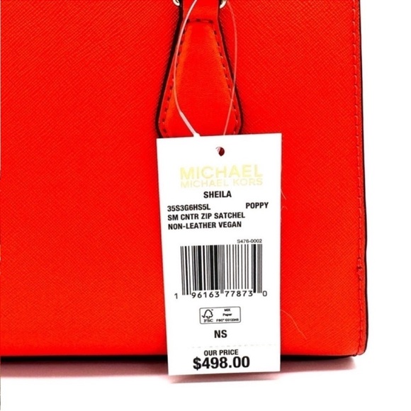 Michael Kors Sheila Small Center Zip Satchel Shoulder Crossbody Bag Orange/Gold - Picture 11 of 11
